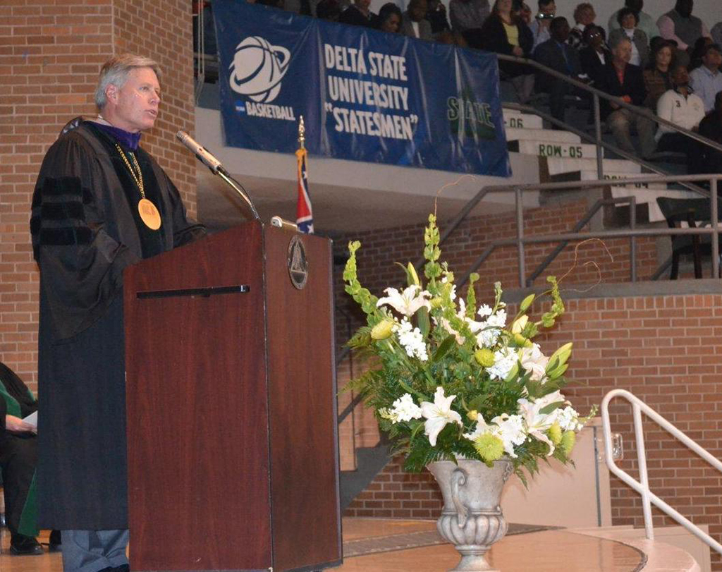 Delta State President William N. LaForge addresses the Class of 2013.